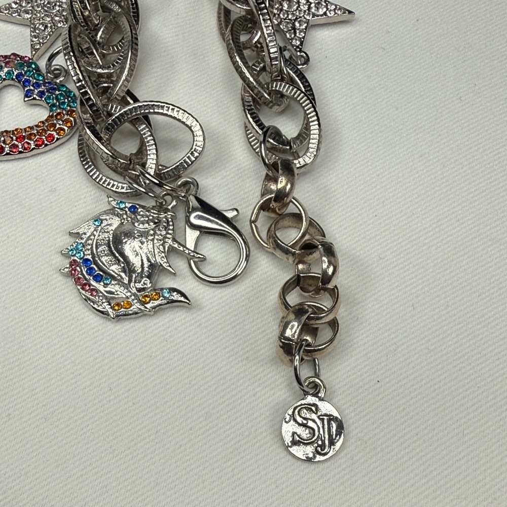 SASSY JONES Silver Multi-Charm Rainbow Heart & Star Charm Bracelet - Picture 5 of 5